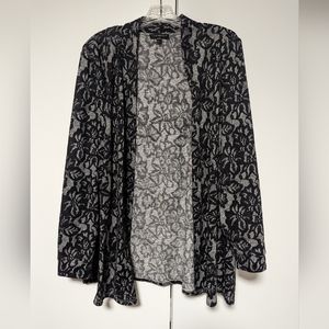 Lane Bryant Open Front Black Gray Lace-Look Women's Plus Size 18 20 Cardigan EUC